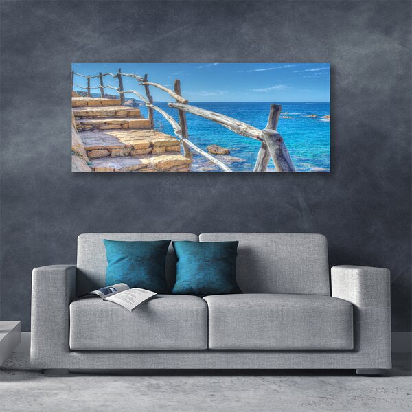 Tablou pe panza canvas Scari Marea Arhitectura Gri Albastru Galben