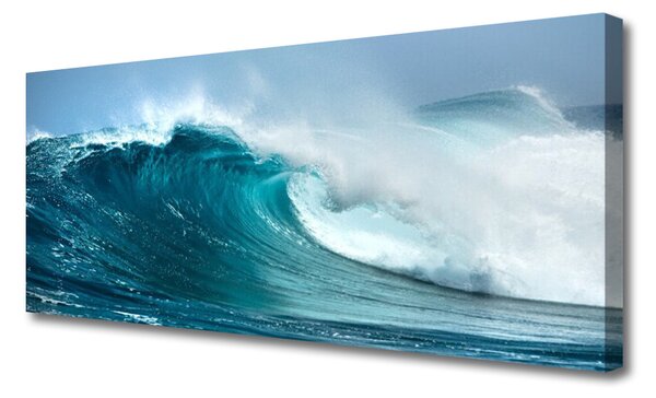 Tablou pe panza canvas Wave Peisaj Albastru Alb