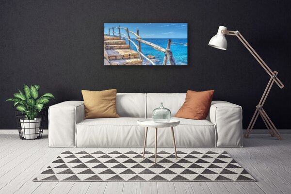 Tablou pe panza canvas Scari Marea Arhitectura Gri Albastru Galben
