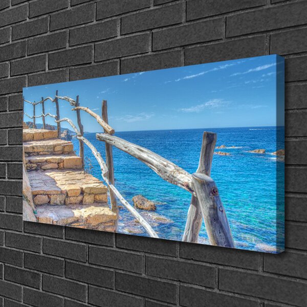 Tablou pe panza canvas Scari Marea Arhitectura Gri Albastru Galben