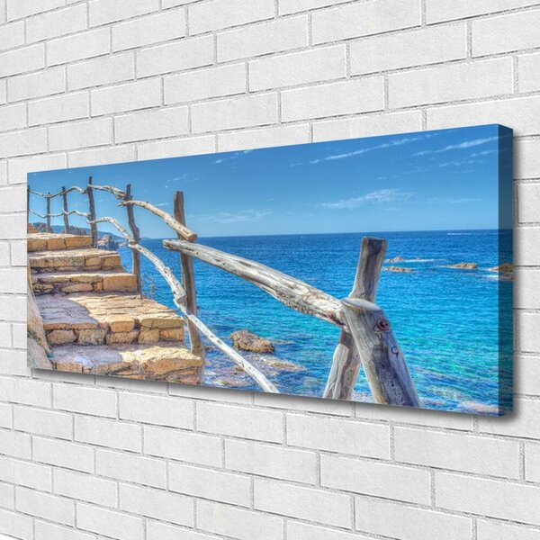 Tablou pe panza canvas Scari Marea Arhitectura Gri Albastru Galben