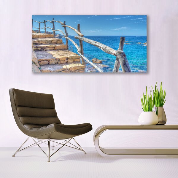 Tablou pe panza canvas Scari Marea Arhitectura Gri Albastru Galben