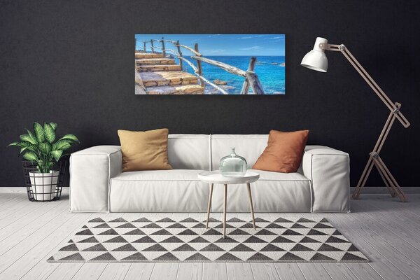 Tablou pe panza canvas Scari Marea Arhitectura Gri Albastru Galben