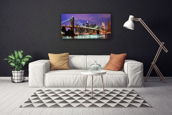 Tablou pe panza canvas Bridge City Arhitectura Violet Brown