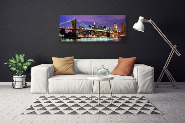 Tablou pe panza canvas Bridge City Arhitectura Violet Brown