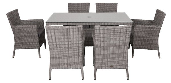 Set de exterior Krk: masă + 6 scaune