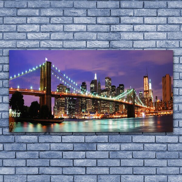Tablou pe panza canvas Bridge City Arhitectura Violet Brown
