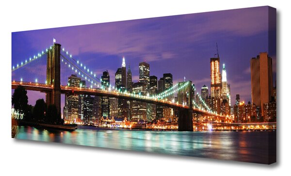 Tablou pe panza canvas Bridge City Arhitectura Violet Brown