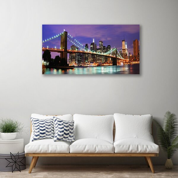 Tablou pe panza canvas Bridge City Arhitectura Violet Brown