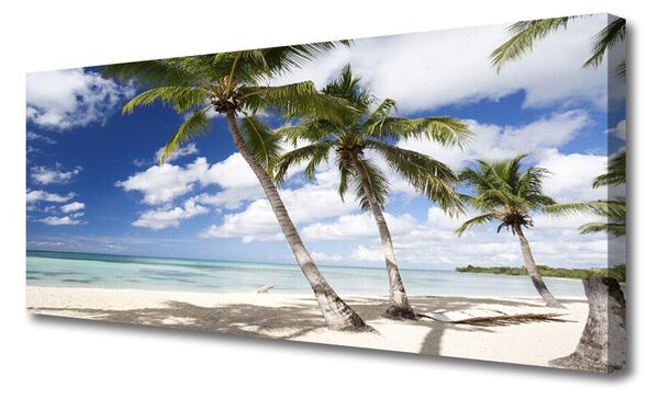 Tablou pe panza canvas Sea Palm Beach Peisaj Copaci Albastru Maro Verde