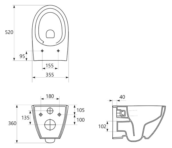 Cersanit Moduo vas wc cu capac soft-close agăţat fără margine cu spălare turbionară alb lucios S4013-010