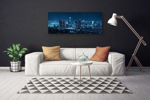 Tablou pe panza canvas Oraș Case Albastru Negru