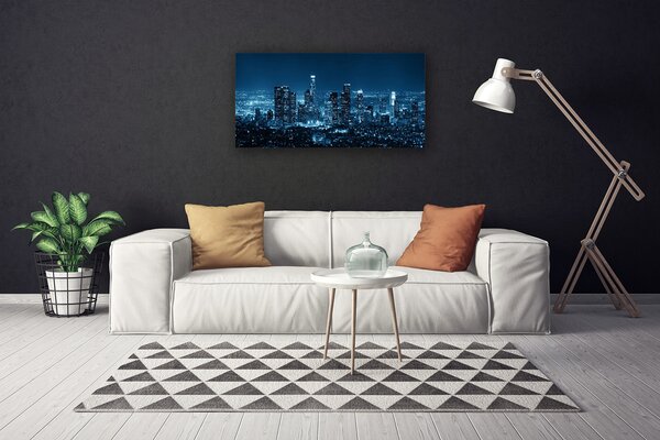 Tablou pe panza canvas Oraș Case Albastru Negru