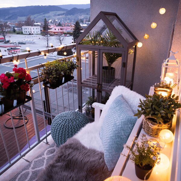 KONDELA Seră de balcon, gri, ORSIO