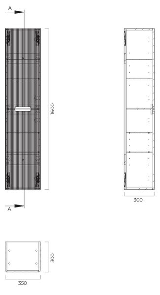Oltens Hamnes dulap 35x30x160 cm laterala pe perete alb 60038000
