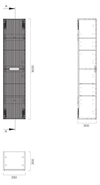 Oltens Hamnes dulap 35x30x160 cm laterala pe perete negru 60038300