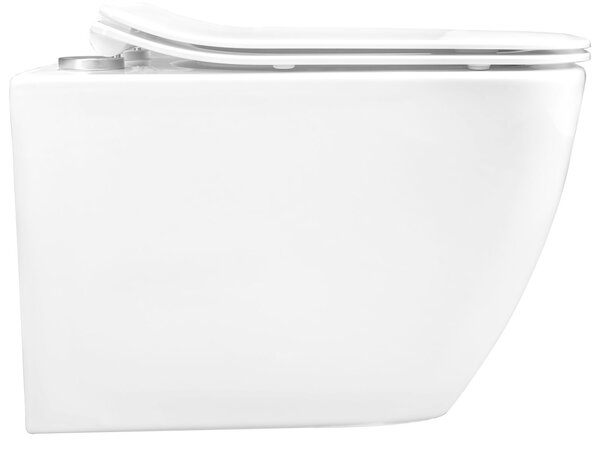 Rea Martin - vas de toaletă suspendat Rimless 51x37 cu scaun cu cădere lentă, alb, REA-C8006