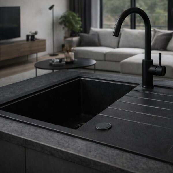 Ruvetti Axel chiuvetă din granit 68x49.5 cm negru 3001AX_FB140_W