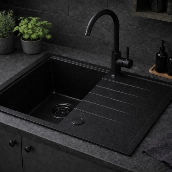 Ruvetti Axel chiuvetă din granit 68x49.5 cm negru 3001AX_FB140_W