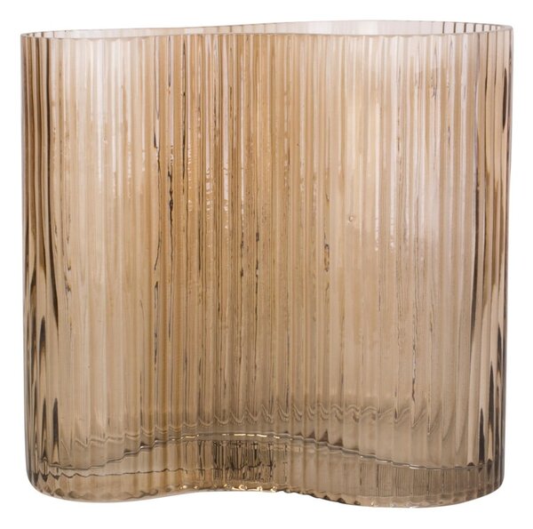 Vază din sticlă PT LIVING Wave, înălțime 18 cm, maro deschis