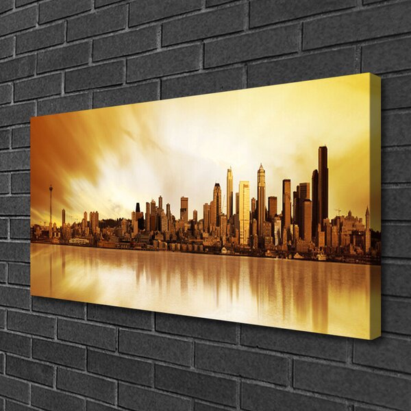 Tablou pe panza canvas Oraș Case Brown