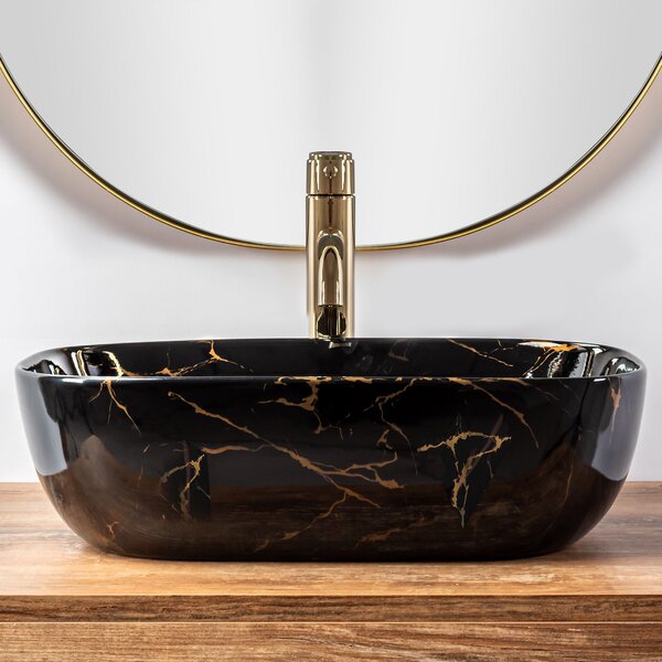 Lavoar pe blat Rea Belinda Black Marble shiny