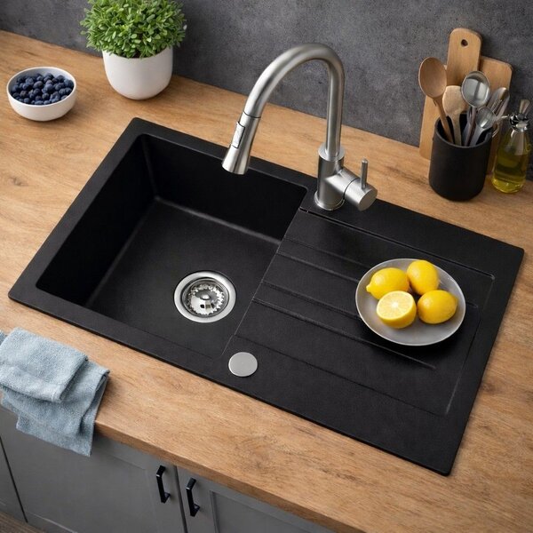 Ruvetti Pino chiuvetă din granit 77x44 cm negru 3001PI_BC160_W