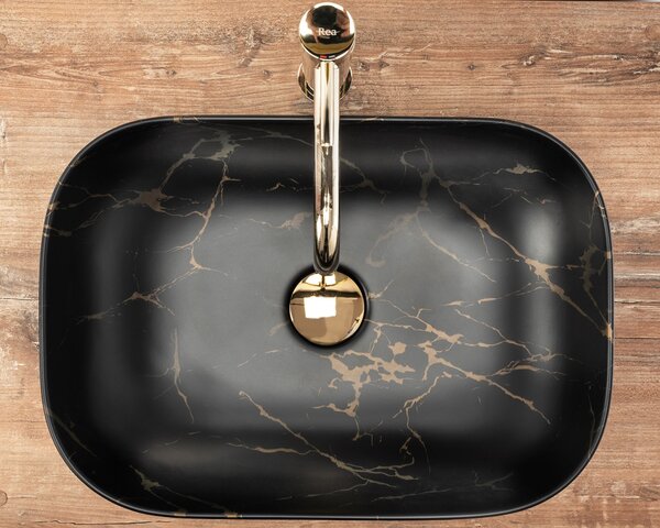Lavoar pentru blat Rea Belinda Black Marble Mat