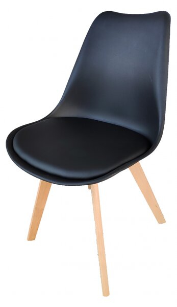 Scaune de sufragerie 4buc negre, stil scandinav Basic