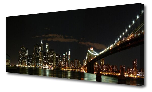 Tablou pe panza canvas Bridge City Arhitectura Negru Galben