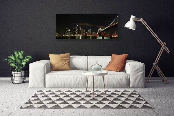 Tablou pe panza canvas Bridge City Arhitectura Negru Galben