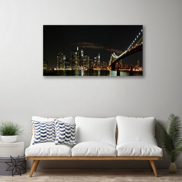 Tablou pe panza canvas Bridge City Arhitectura Negru Galben