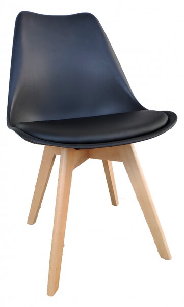 Scaune de sufragerie 4buc negre, stil scandinav Basic