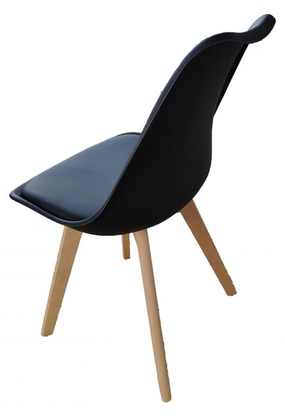 Scaune de sufragerie 4buc negre, stil scandinav Basic