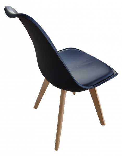 Scaune de sufragerie 4buc negre, stil scandinav Basic