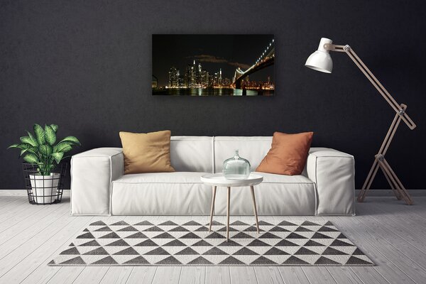 Tablou pe panza canvas Bridge City Arhitectura Negru Galben