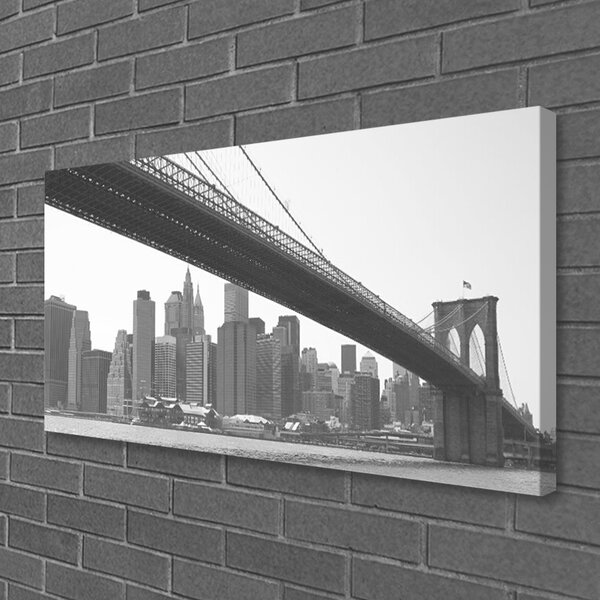Tablou pe panza canvas Bridge City Arhitectura Gri Negru