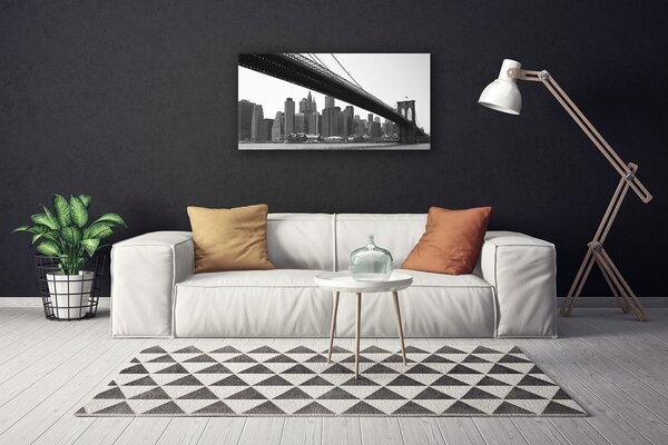 Tablou pe panza canvas Bridge City Arhitectura Gri Negru