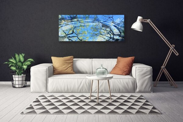 Tablou pe panza canvas Apa Copaci Art Albastru Maro