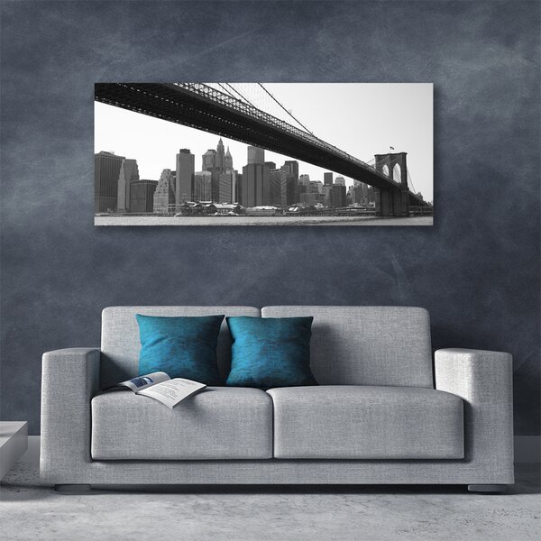 Tablou pe panza canvas Bridge City Arhitectura Gri Negru