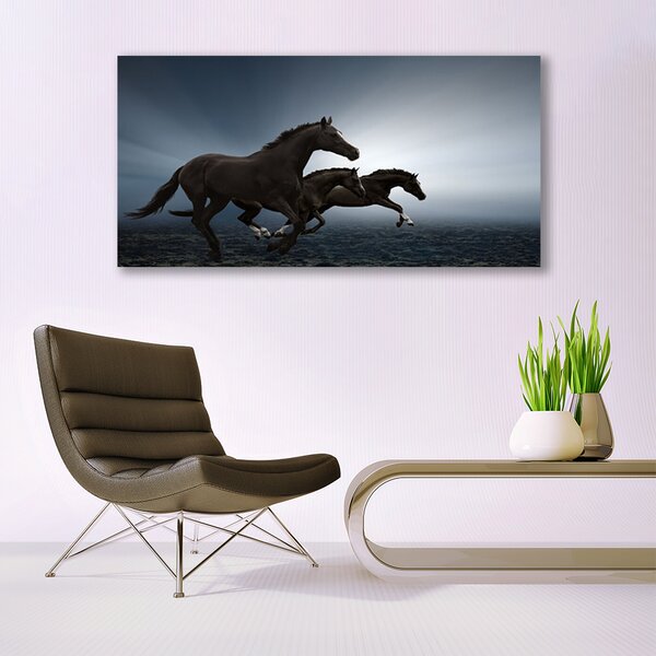 Tablou pe panza canvas Cai Animale Maro