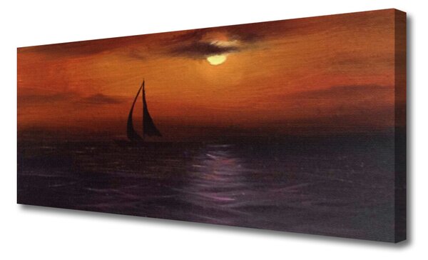 Tablou pe panza canvas Marea barca Peisaj Galben Negru Gri