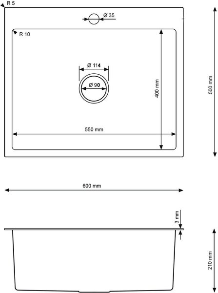 Ruvetti Masivo chiuveta cu dozator 60x50 cm oţel O-5002M_BS60_W