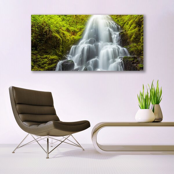 Tablou pe panza canvas Cascada Natura Alb Gri Verde