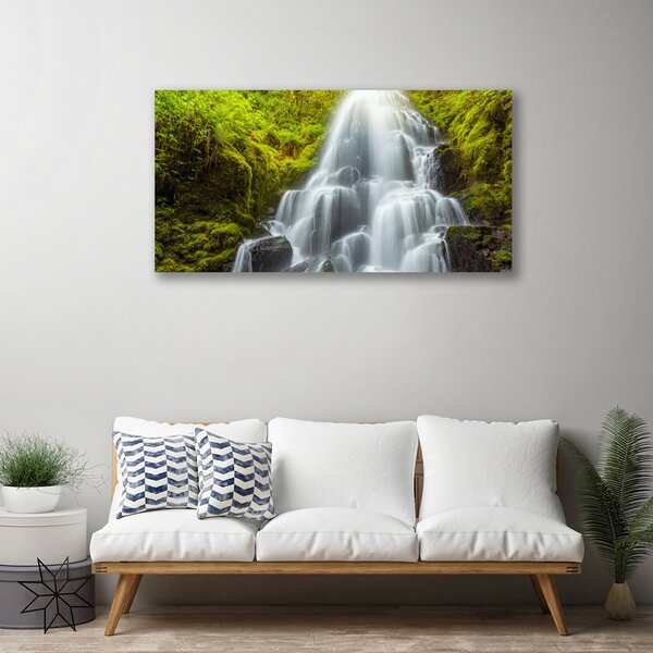 Tablou pe panza canvas Cascada Natura Alb Gri Verde