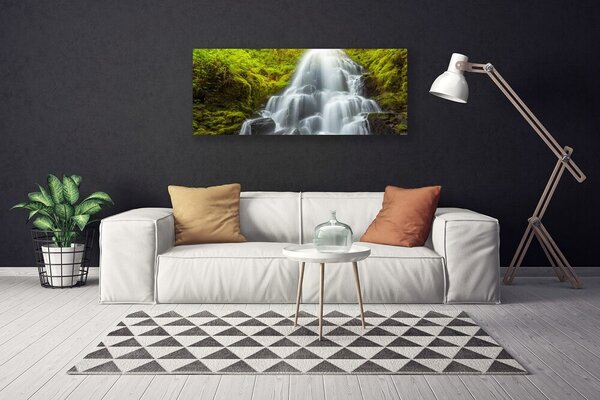 Tablou pe panza canvas Cascada Natura Alb Gri Verde