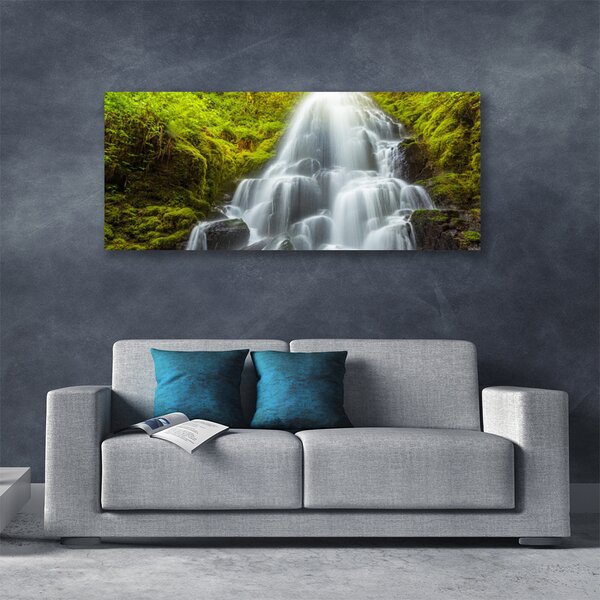 Tablou pe panza canvas Cascada Natura Alb Gri Verde