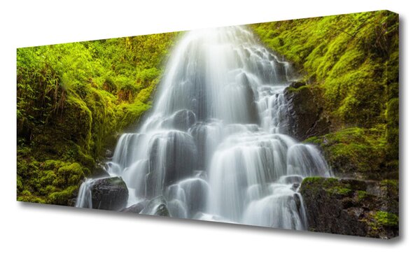 Tablou pe panza canvas Cascada Natura Alb Gri Verde