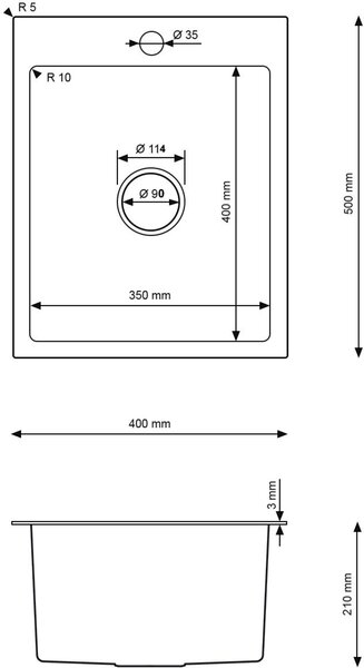 Ruvetti Masivo chiuveta cu dozator 50x40 cm oţel O-5002M_BS40_W