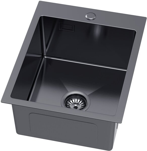 Ruvetti Masivo chiuveta cu dozator 50x40 cm grafit 5002M_PVD_GRF40_W
